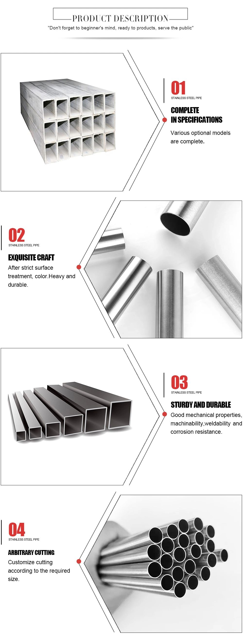 316 304 201 Stainless Steel Round Pipe Seamless Stainless Steel Weld Pipes